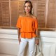 дамски,топове,ax,paris,ruffle,hem,bardot,top,orange