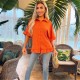дамски,топове,ax,paris,frill,detail,gold,button,front,shirt,orange