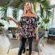 дамски,топове,ax,paris,print,bardot,frill,sleeve,top,multi