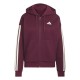 дамски,суичър,дамски,горнища,с,качулка,adidas,essentials,3,stripe,zip,track,hoodie,womens,burgundy