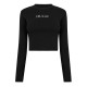 тениска,дамски,топове,hugo,long,sleeved,metallic,logo,t,shirt,black