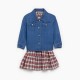 детска,рокля,дрехи,за,училище,детски,якета,и,палта,studio,younger,girls,dress,and,denim,jacket,set,red,blue