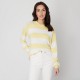 дамски,пуловер,дамски,плетени,дрехи,be,you,women,s,stripe,crew,neck,jumper,lemon