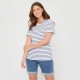 тениска,дамски,тениски,дамски,топове,be,you,you,stripe,t,shirt,navy,white