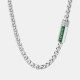 lacoste,mens,spelt,stainless,steel,necklace,silver