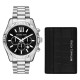 часовник,часовници,michael,kors,michael,kors,lexington,chronograph,stainless,steel,watch,and,card,case,gift,set,mk1091set,silver