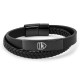 футбол,футболни,аксесоари,team,officially,licensed,stainless,steel,and,leather,black,ip,bracelet,arsenal,fc