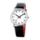 часовник,часовници,mondaine,classic,pure,woman,watch,black,(white,black,leather,red,lining)