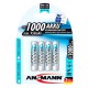 батерии,ansmann,1x4,nimh,1000,micro,950mah,aaa,rechargeable,battery,silver