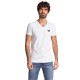 тениска,мъжки,тениски,salsa,jeans,metal,badge,short,sleeve,v,neck,t,shirt,white