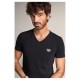 тениска,мъжки,тениски,salsa,jeans,metal,badge,short,sleeve,v,neck,t,shirt,black