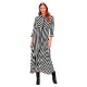 рокля,дамски,поли,и,рокли,yas,savanna,3,4,sleeve,long,dress,black,(black,stripes,w,white,stripes)