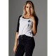 тениска,дамски,тениски,mc,clothes,bansky,3,4,sleeve,t,shirt,white,black,(white)