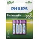 батерии,philips,rechargeable,batteries,r03b4a70,aaa,pack4,700mah,black