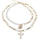 бижутерия,urban,classics,pearl,cross,layering,necklace,white,(white,golden)