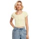 тениска,дамски,тениски,urban,classics,cropped,button,short,sleeve,t,shirt,soft,yellow,(yellow)