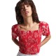 къса,блуза,дамски,топове,superdry,vintage,smocked,crop,short,sleeve,top,red,(floral,red)