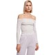 фланелка,с,дълъг,ръкав,дамски,топове,urban,classics,off,o,neck,long,sleeve,top,white,(soft,lilac)