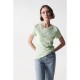 тениска,дамски,тениски,salsa,jeans,logo,embroidery,short,sleeve,t,shirt,green,(light,green)