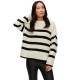 блуза,дамски,пуловери,дамски,плетени,дрехи,selected,bloomie,sweater,snow,white,stripes,black,(beige)