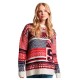блуза,дамски,пуловери,дамски,плетени,дрехи,superdry,mix,pattern,high,neck,sweater,red