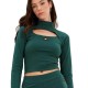 тениска,мъжки,тениски,дамски,тениски,ellesse,leilah,crop,long,sleeve,high,neck,t,shirt,green,(dark,green)