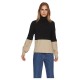 блуза,дамски,пуловери,дамски,плетени,дрехи,vila,ril,sweater,black,detail,natural,melange,rib,(beige,black)