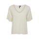 тениска,дамски,тениски,pieces,billo,oversized,short,sleeve,v,neck,t,shirt,bright,white,detail,gold,lurex,(beige)