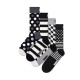 чорапи,мъжки,чорапи,дамски,чорапи,happy,socks,classic,black,&,whites,gift,set,half,long,socks,4,pairs,multicolor,(black)