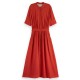 рокля,дамски,поли,и,рокли,scotch,&,soda,177252,short,sleeve,long,dress,red,(rustic,coral)