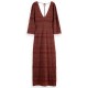 рокля,дамски,поли,и,рокли,scotch,&,soda,metallic,pointelle,3,4,sleeve,long,dress,red,(terracotta)