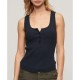 тениска,дамски,тениски,superdry,essential,button,down,sleeveless,t,shirt,eclipse,navy,(black)