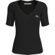 тениска,дамски,тениски,calvin,klein,jeans,label,rib,short,sleeve,t,shirt,black