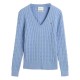 блуза,мъжки,пуловери,дамски,пуловери,gant,stretch,cable,v,neck,sweater,blue,(clear,sky)