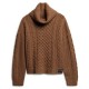 блуза,дамски,пуловери,дамски,плетени,дрехи,superdry,cable,high,neck,sweater,island,caramel,twist,(brown)