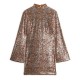 рокля,дамски,поли,и,рокли,superdry,sequin,long,sleeve,short,dress,brown