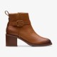обувки,дамски,боти,clarks,shoes,chamberly,trim,booties,brown,(mid,tan,leather)