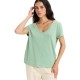 тениска,дамски,тениски,roxy,is,flowing,v,short,sleeve,t,shirt,green,(basil)