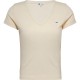 тениска,дамски,тениски,tommy,jeans,dw0dw17385,short,sleeve,v,neck,t,shirt,beige,(newsprint)