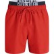 бански,гащета,мъжки,бански,костюми,calvin,klein,jeans,medium,double,wb,swimming,shorts,flaming,chili,(red)