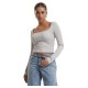 фланелка,с,дълъг,ръкав,дамски,топове,urban,classics,glitter,square,neck,long,sleeve,top,white,sand,(grey)