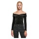 тениска,дамски,тениски,urban,classics,velvet,rib,crossed,off,shoulder,long,sleeve,t,shirt,black