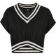 блуза,дамски,пуловери,дамски,плетени,дрехи,urban,classics,cropped,knit,college,v,neck,sweater,black,(black)