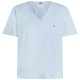 тениска,дамски,тениски,tommy,hilfiger,slub,cropped,short,sleeve,v,neck,t,shirt,breezy,blue,(blue)