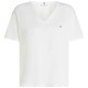 тениска,дамски,тениски,tommy,hilfiger,slub,cropped,short,sleeve,v,neck,t,shirt,ecru,(white)