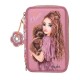 канцеларски,принадлежности,topmodel,floral,(0413055),triple,pocket,pencil,case,pink,(multicolor)