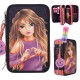 канцеларски,принадлежности,topmodel,night,light,(0412597),triple,pocket,pencil,case,black,(multicolor)