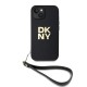 други,аксесоари,dkny,pu,leather,stack,logo,wrist,strap,iphone,13,phone,case,black,(black)