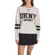 блуза,дамски,блузи,dkny,varsity,logo,stripe,detail,sweatshirt,white