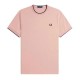 тениска,мъжки,тениски,дамски,тениски,fred,perry,twin,tipped,short,sleeve,t,shirt,beige,pink,(dark,pink,dustro)